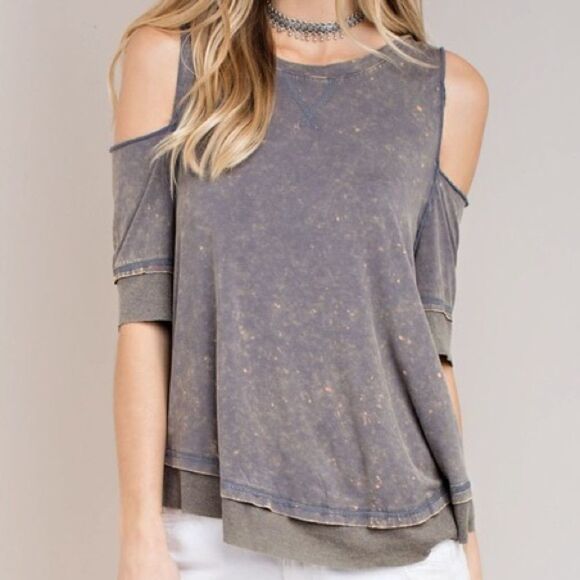 Ash Cold Shoulder Washed Top - Picture 7 of 10